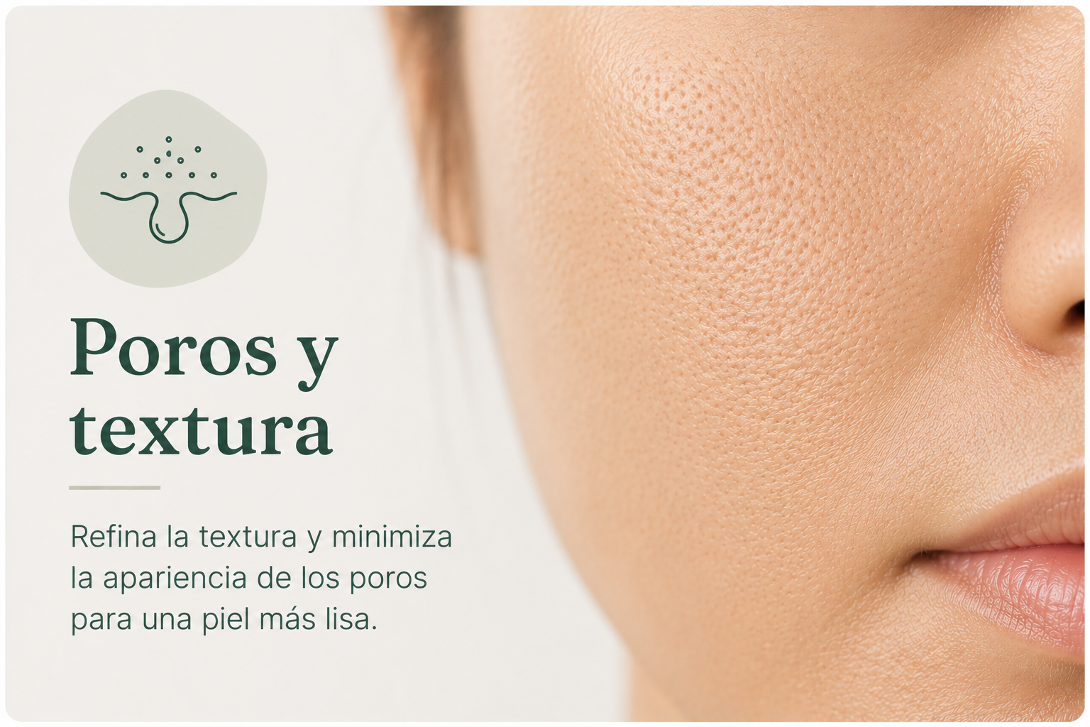 Poros y textura: refina la textura y minimiza la apariencia de los poros para una piel m&aacute;s lisa